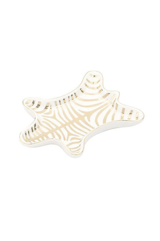 Keramik Schmuckschale Zebra – Weiß & Gold