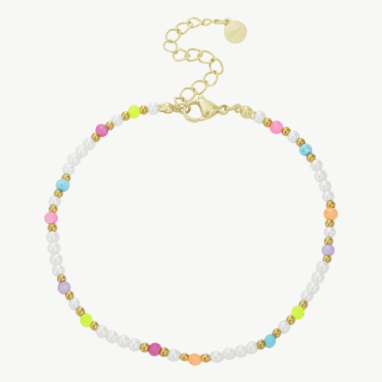 Fußkettchen Damen Gold bunte Perlen vergoldeter Edelstahl – Sommer-Schmuck Schenkt ein Herz