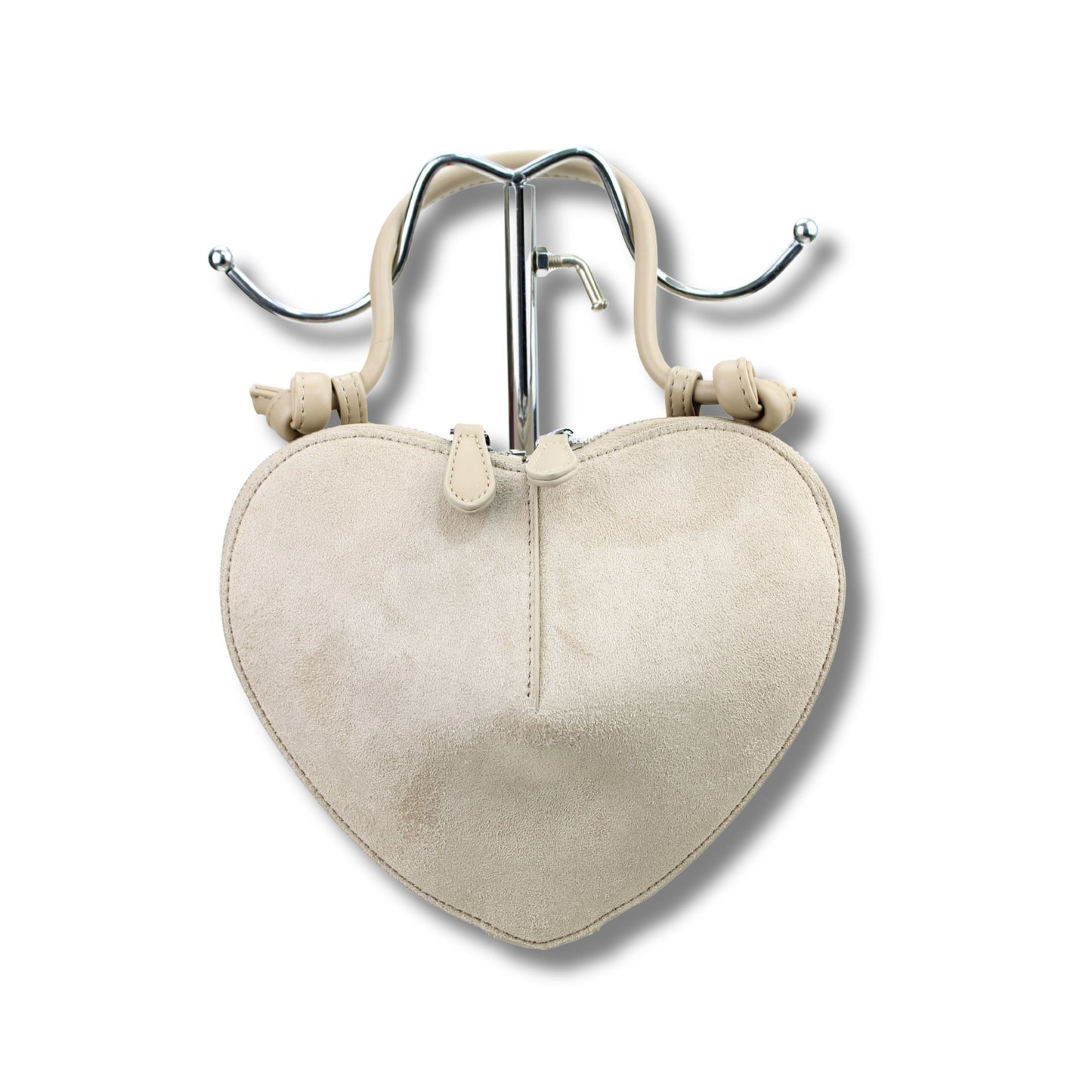Herztasche in Wildlederoptik in Beige und Schwarz – weiche herzfoermige Handtasche als romantisches Statement-Piece von Schenkt ein Herz