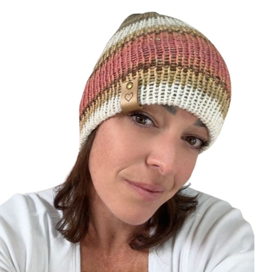 Beanie Shimmer in Rosé mit Farbverlauf