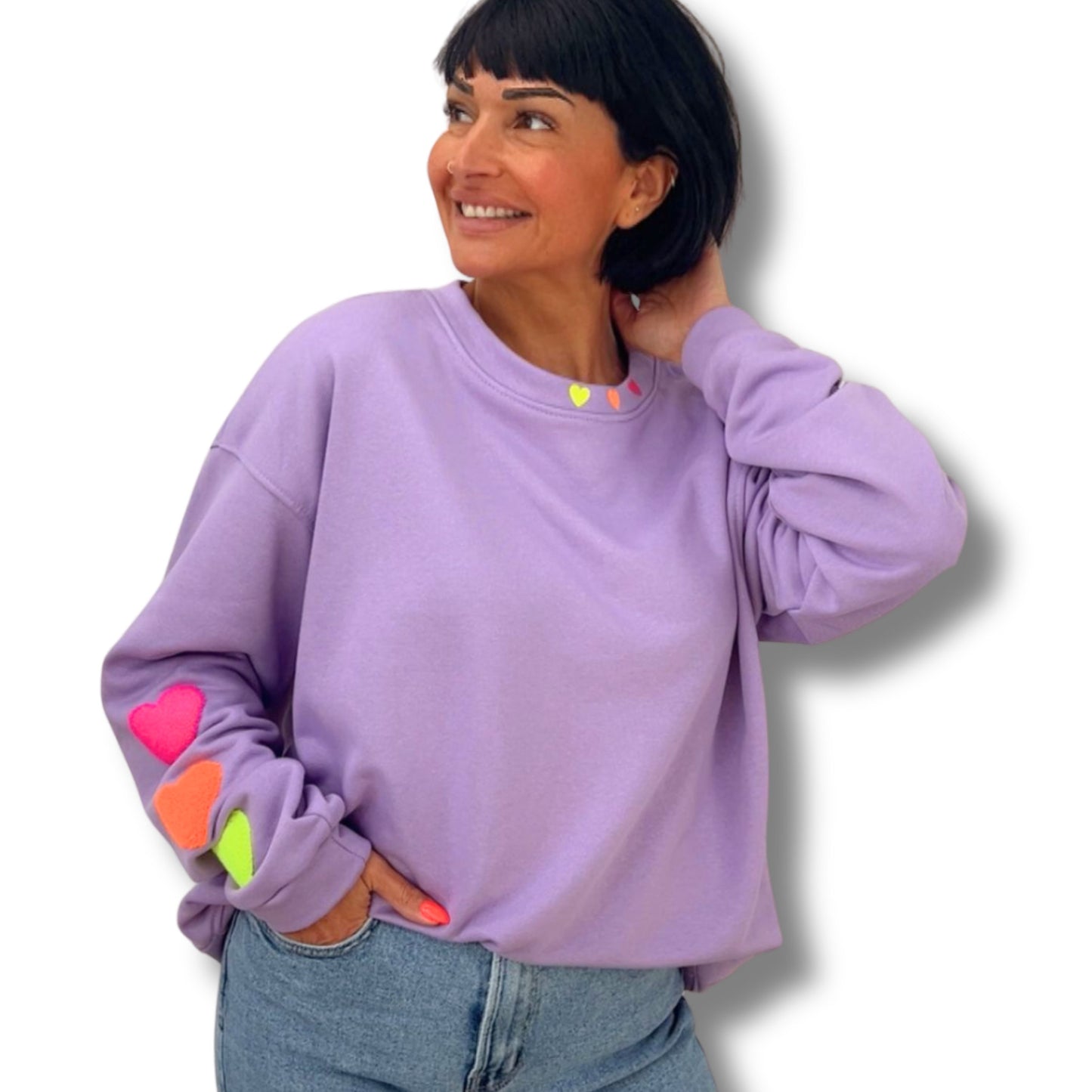 Bunter Herz-Sweater / Pullover – super bequem & fröhlich