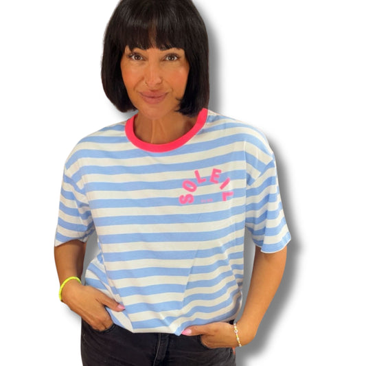 SOLEIL CLUB Candy Stripe T-Shirt – Oversized Summer Vibes ☀️