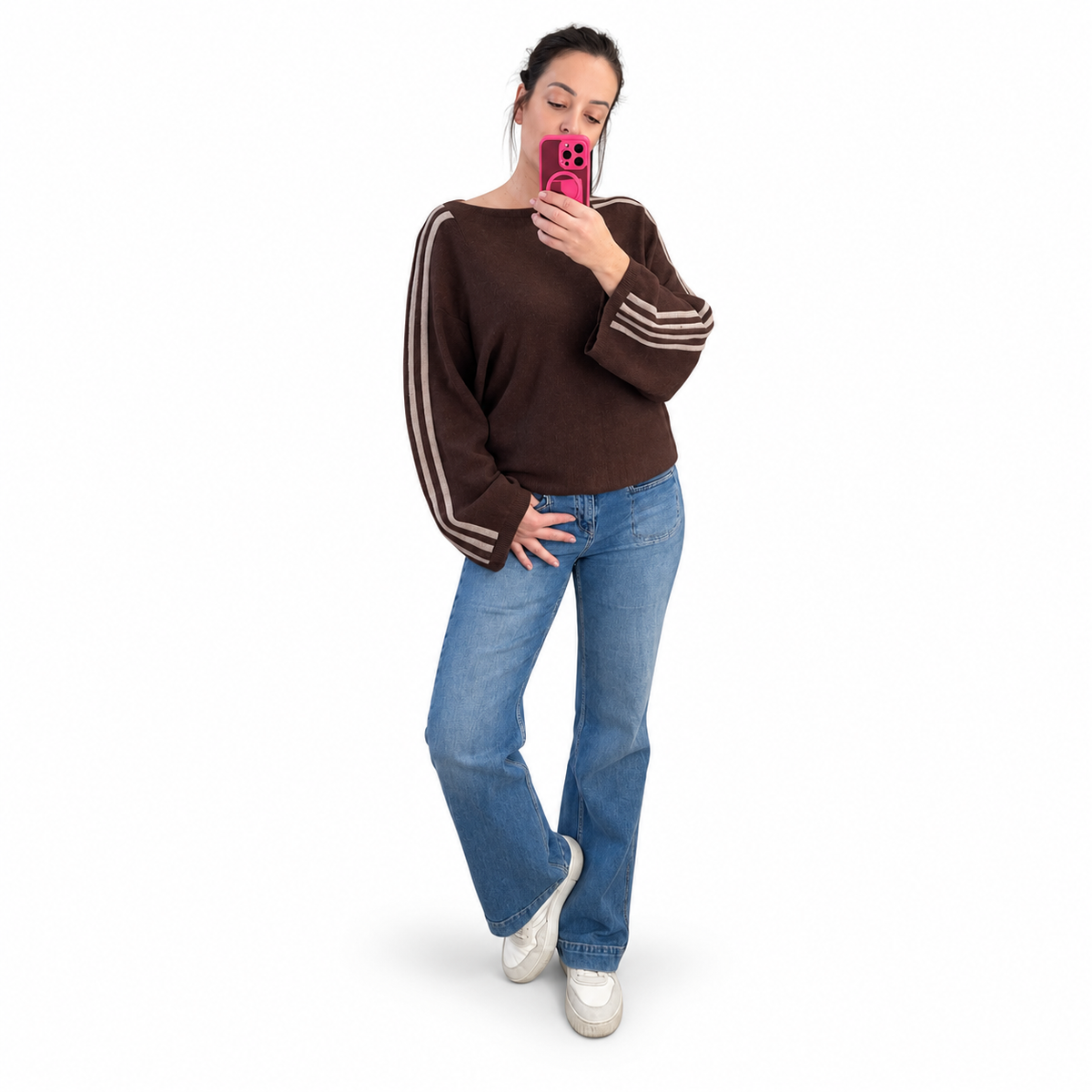 Oversize-Pullover Braun, Nahaufnahme
