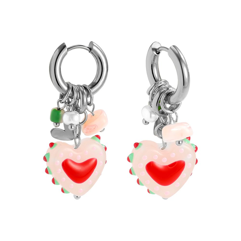 Sweet Love Ohrringe Silber Lifestyle – Charm-Details, Sommer-Schmuck Schenkt ein Herz