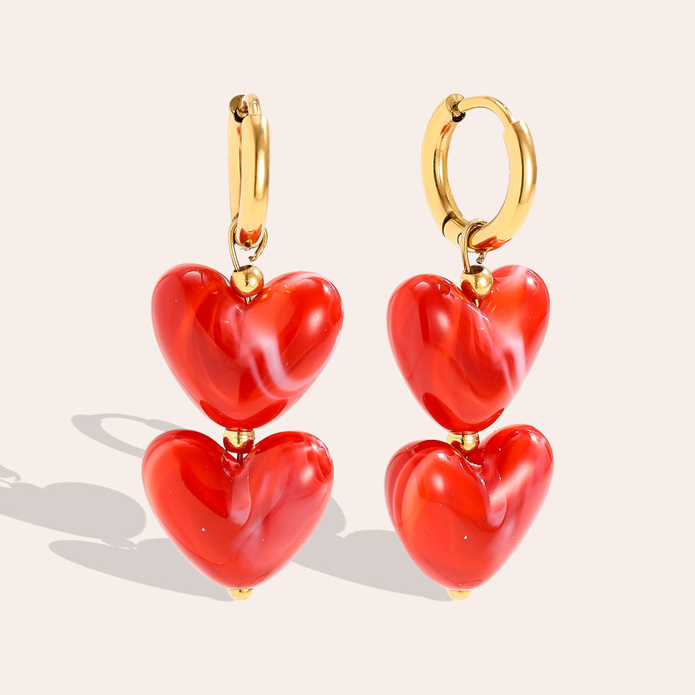 Herz-Ohrringe Double Love Rückseite – sicherer Verschluss, gute Qualität