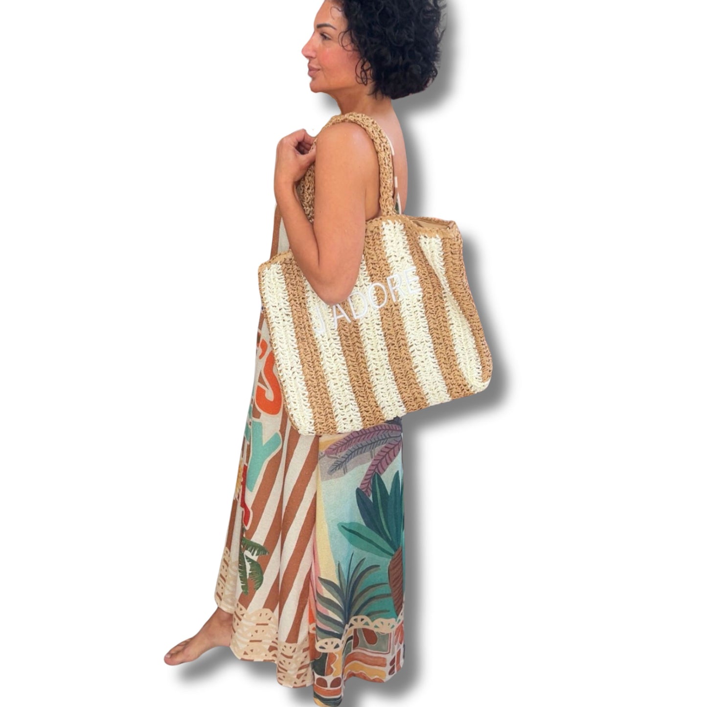 J'ADORE Shopper stylische Sommer-Tasche mit Reißverschluss – Damen Shopper Schenkt ein Herz