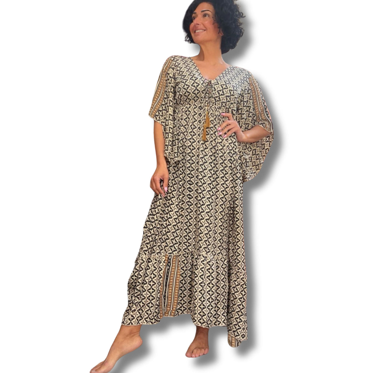 Boho Maxi Kleid Desert Dream seidig & elegant – Damen Sommerkleid Schenkt ein Herz