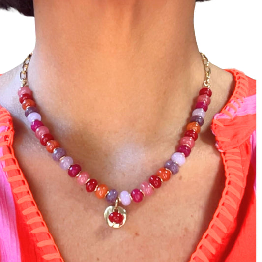 Halskette “Berry Glow” Edelstahl