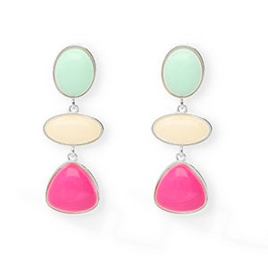 Trendy Ohrringe mit Edelstahl-Stecker – Mint, Creme & Pink