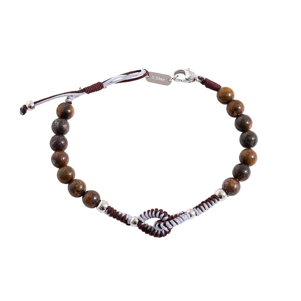 Fine Natural Stone Maennerarmband aus hochwertigen Natursteinen in Naturbraun – naturliches maskulines Herrenarmband von Schenkt ein Herz