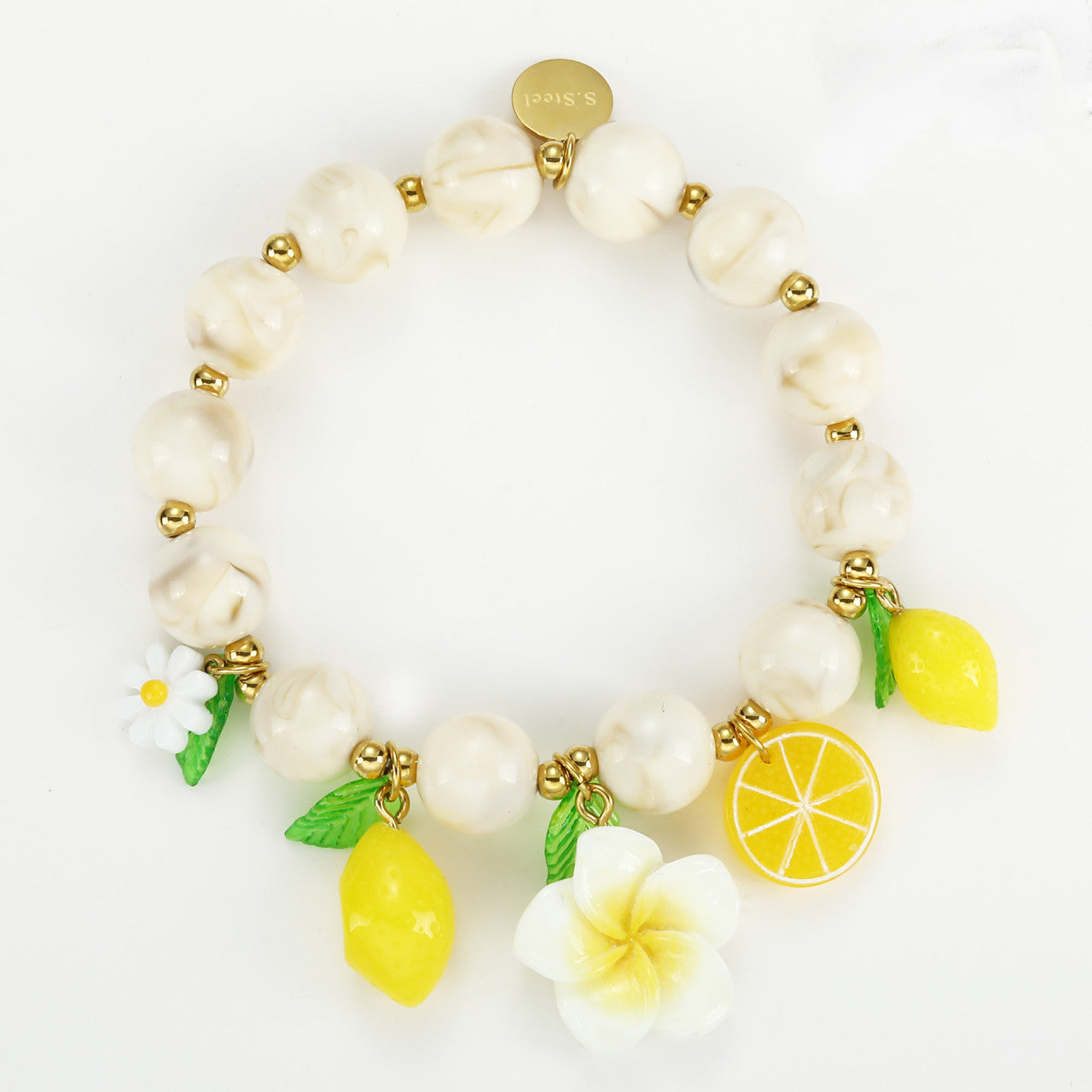Sommerliches Armband mit Zitronen & Blumen 🍋🌼