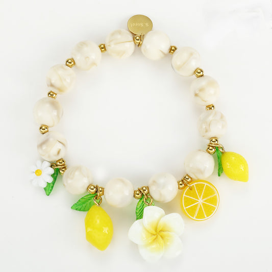 Sommerliches Armband mit Zitronen & Blumen 🍋🌼