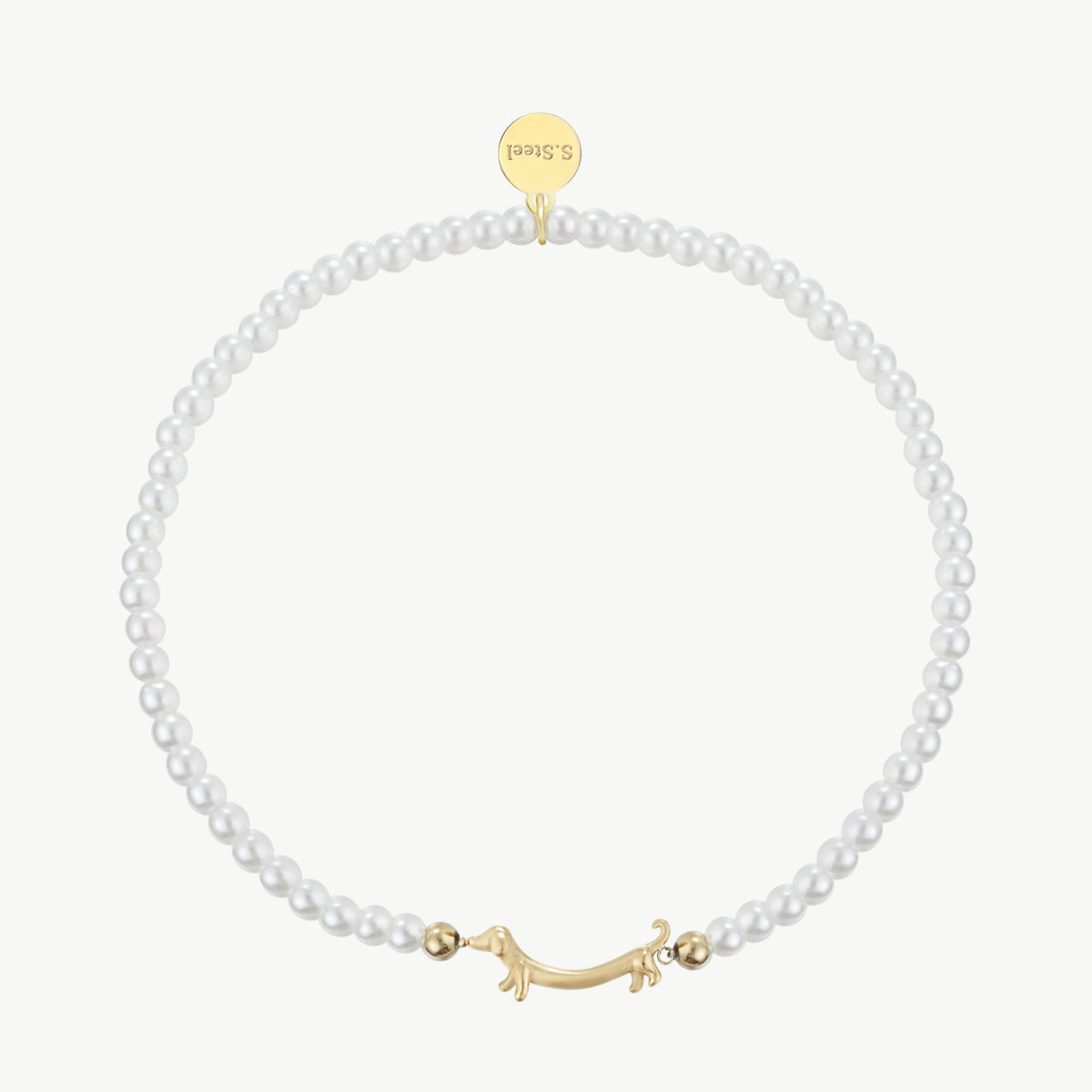 Dackel-Armband vergoldet 14K – Edelstahl, 1,9g leicht, Free Size Schenkt ein Herz