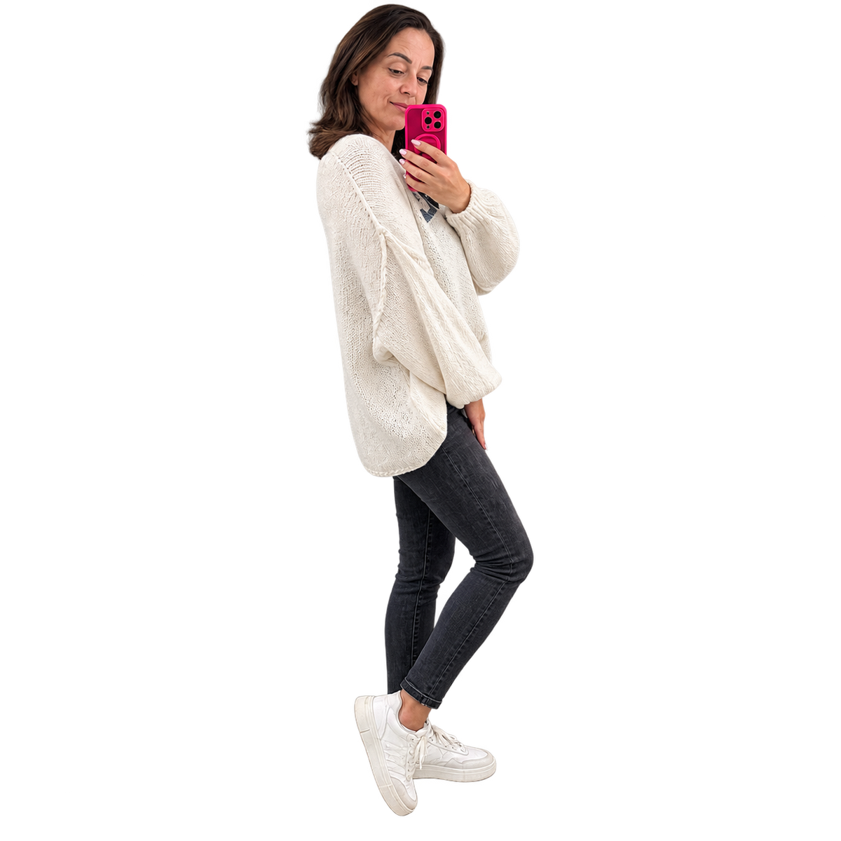 Oversize Strickpullover SMILE, Detailansicht Strick