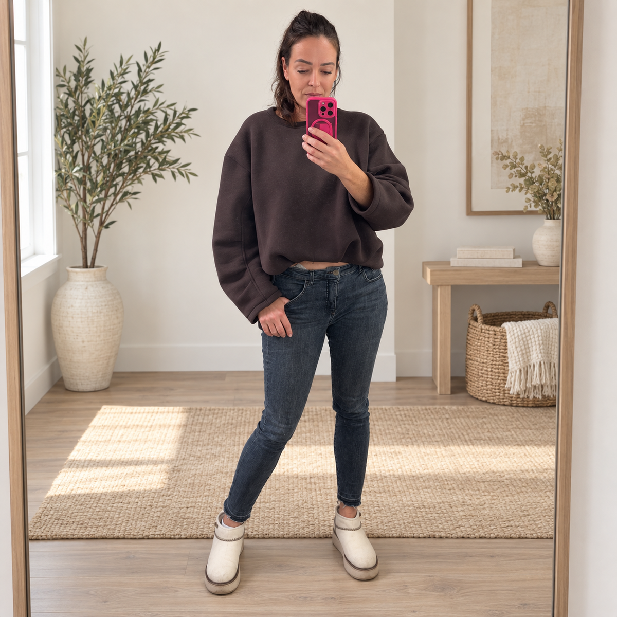 Oversized Pullover grau meliert - Flatlay