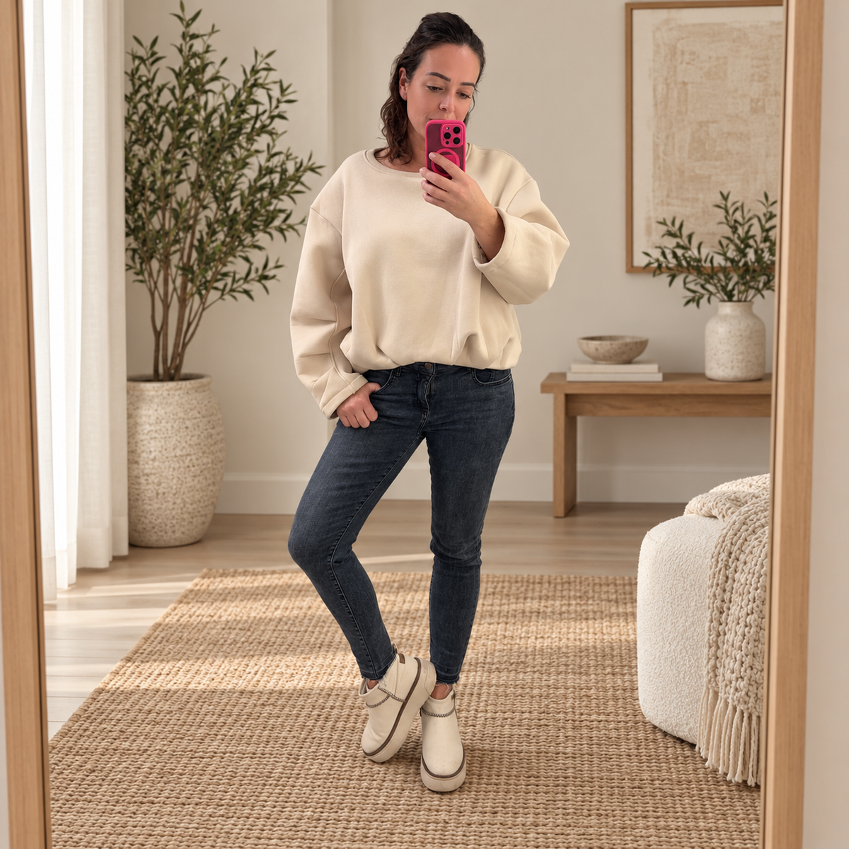 Oversized Pullover schwarz - Flatlay Detailansicht