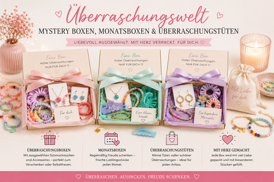 Mystery Box mit Schmuck und Accessoires für Frauen – Überraschungsgeschenk von Schenkt ein Herz