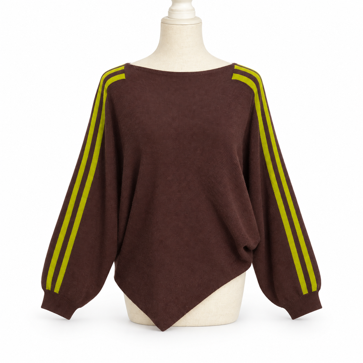 Oversize-Pullover in Creme mit dekorativen Ärmeldetails, Frontansicht