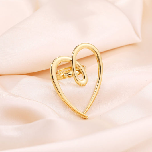 Herzring „Love Line“ – vergoldeter Edelstahlschmuck