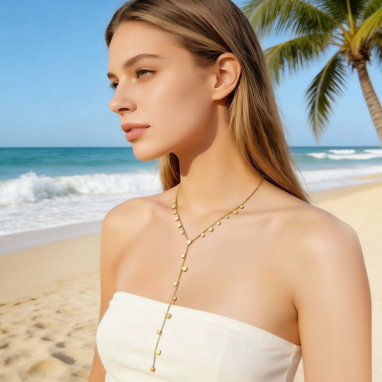 Y-Halskette Damen Gold – 14K vergoldeter Edelstahl Schmuck