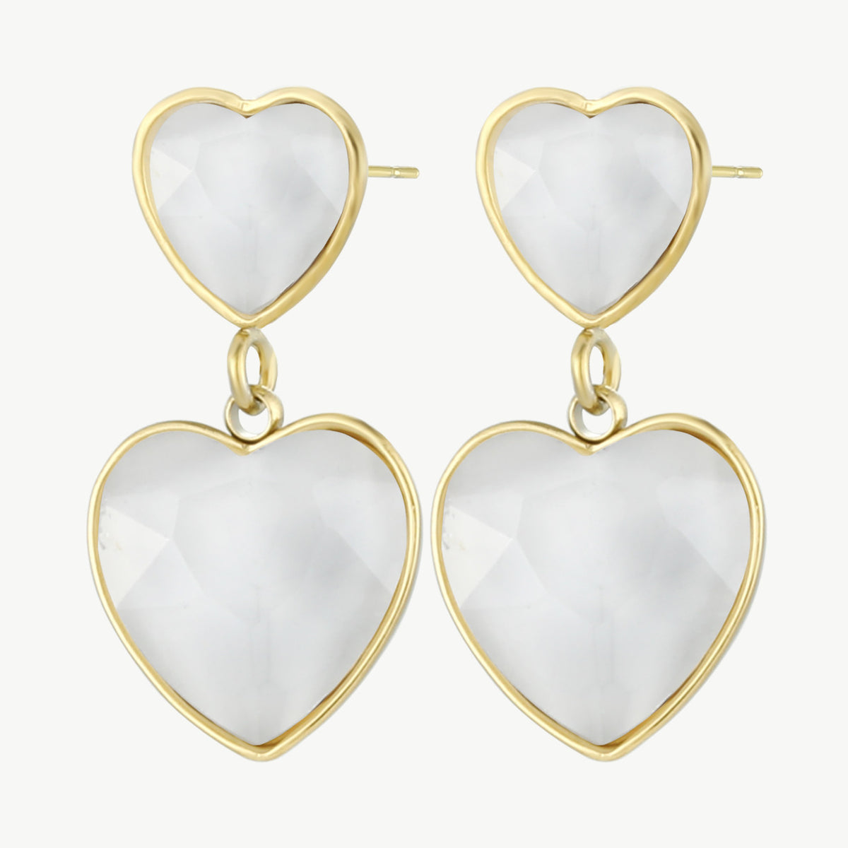 Herz-Ohrringe Gold mit Weiss