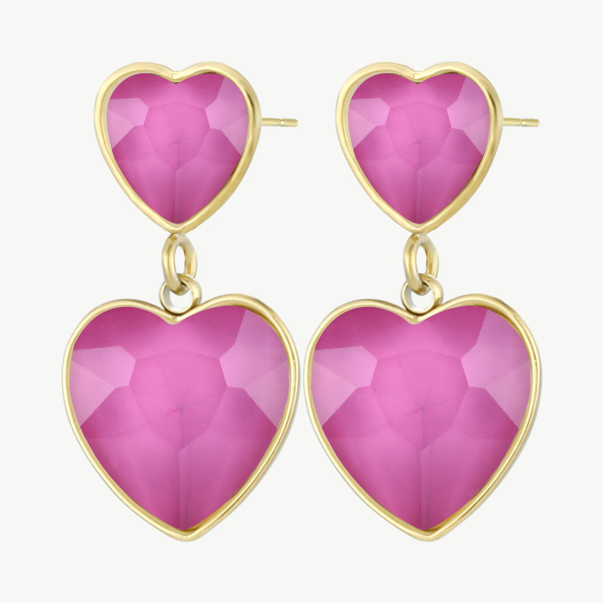 Herz-Ohrringe Gold mit Pink