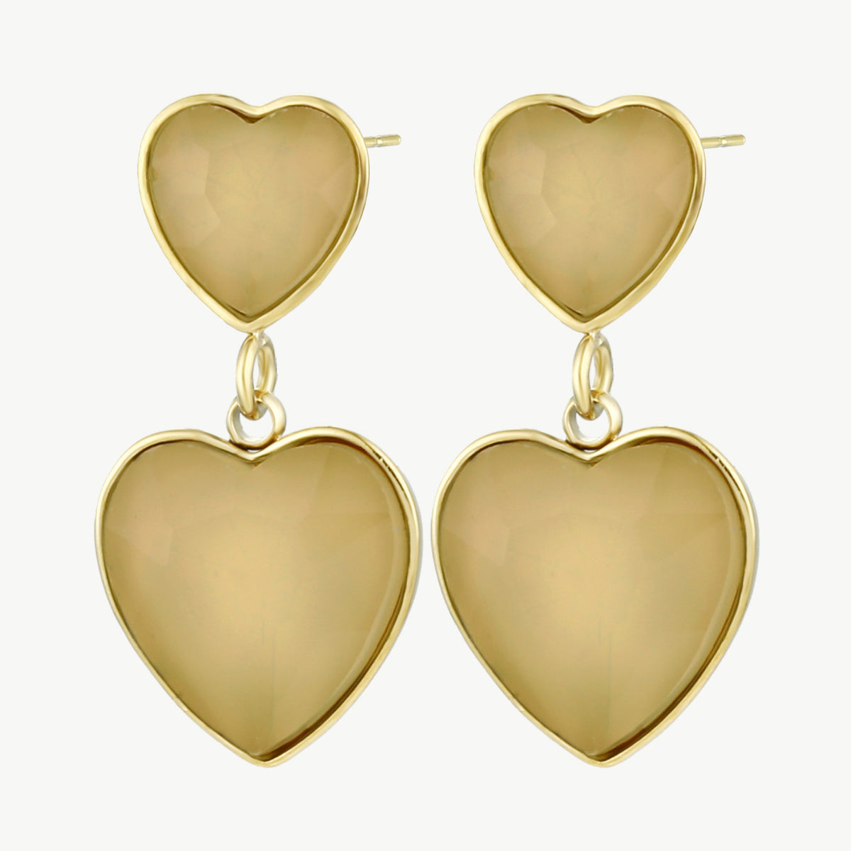 Herz-Ohrringe Gold mit Ocker