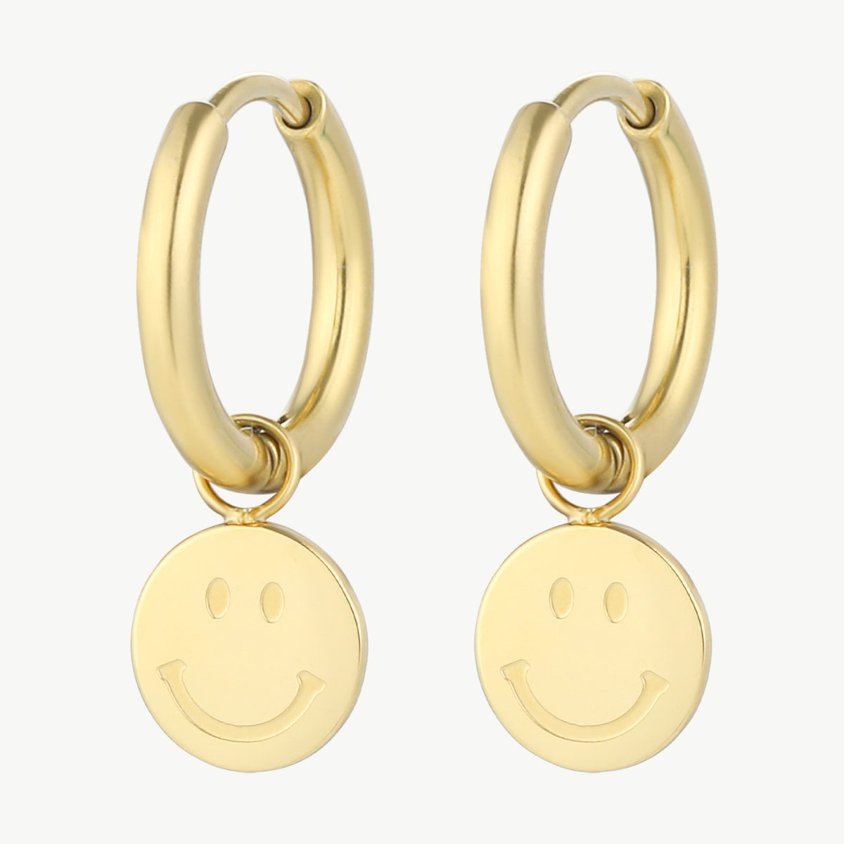 Smiley-Ohrringe Silber Edelstahl – zeitloses Creolen-Design mit Smiley-Anhänger