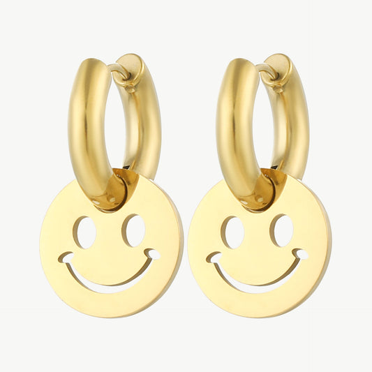 Smiley Ohrringe – 14K vergoldeter Edelstahl ✨