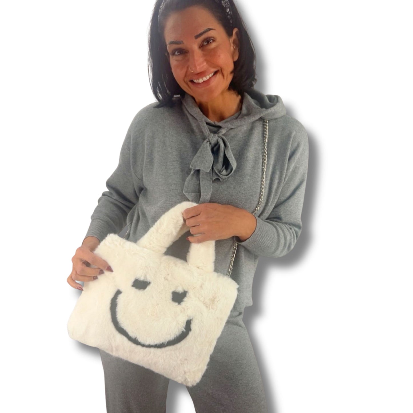 Flauschige Smiley-Tasche