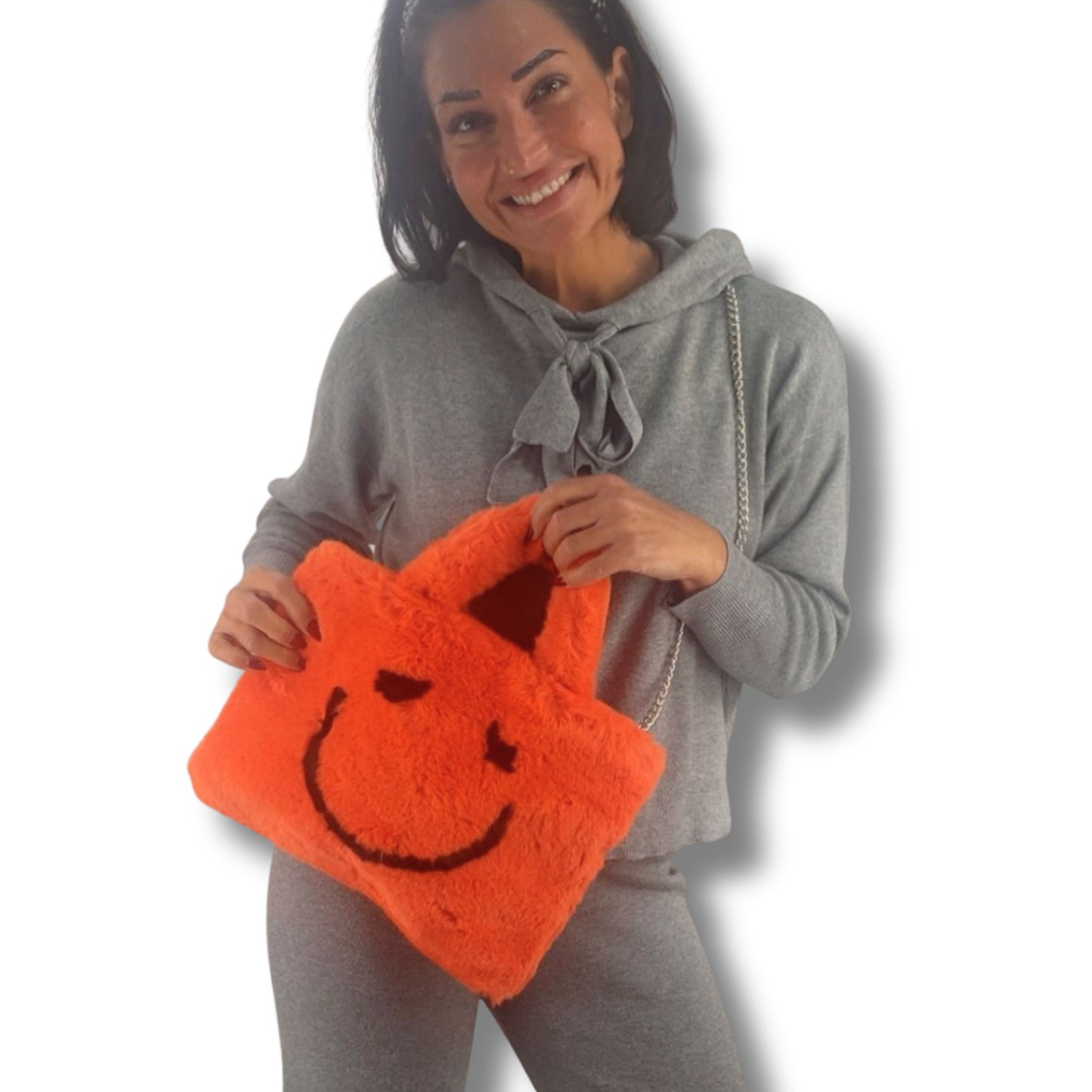 Flauschige Smiley-Tasche