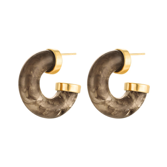 C-förmige Ohrringe aus Edelstahl & Glas – 14 Karat vergoldet