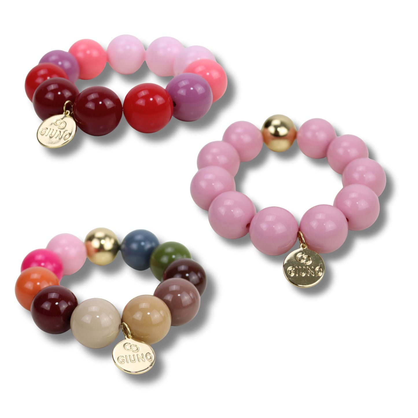 Farbenfrohes Acryl-Armband mit Kupfer-Detail in Forest, Liebe und Flamingo – modernes leichtes Armband voller Lebensfreude von Schenkt ein Herz