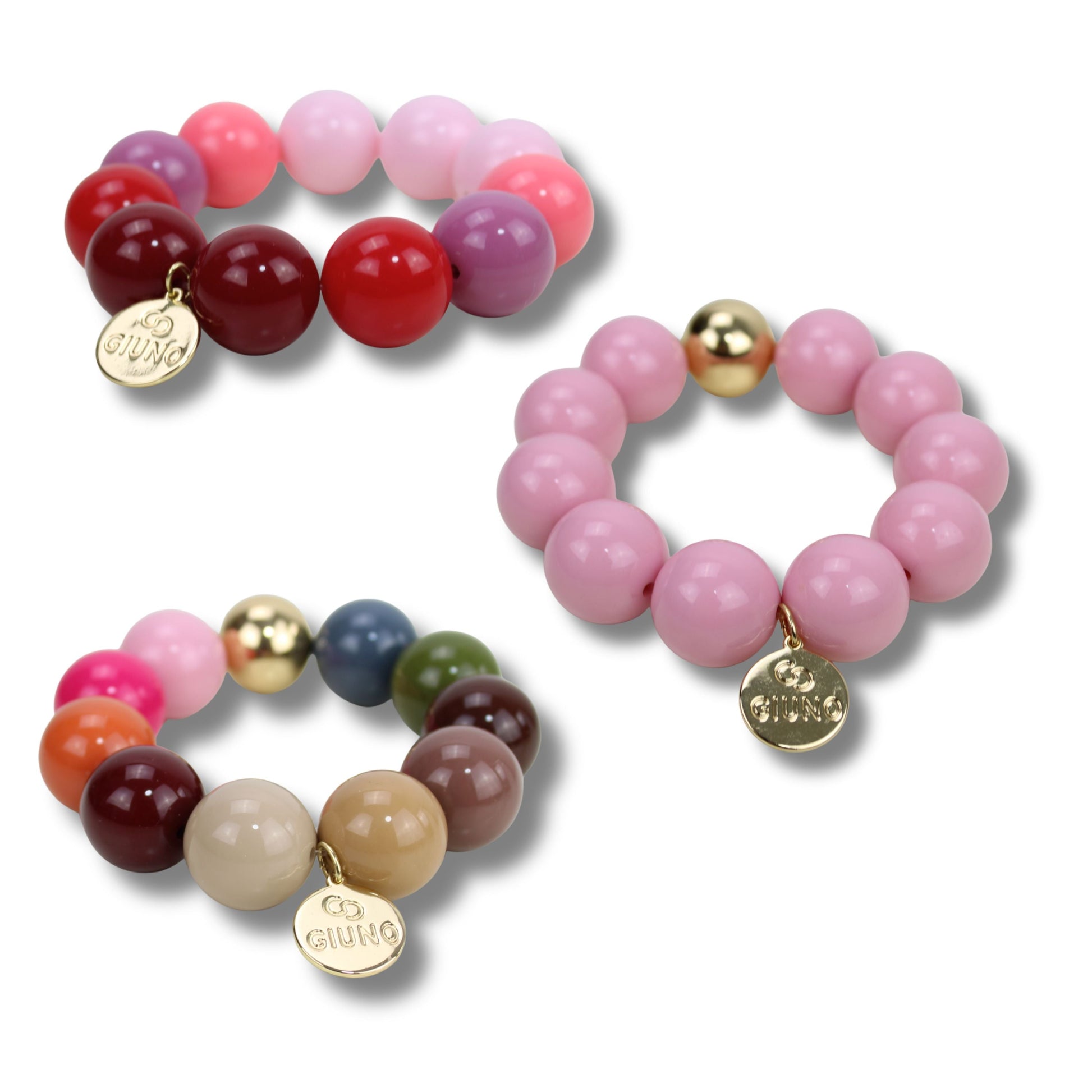 Farbenfrohes Acryl-Armband mit Kupfer-Detail in Forest, Liebe und Flamingo – modernes leichtes Armband voller Lebensfreude von Schenkt ein Herz