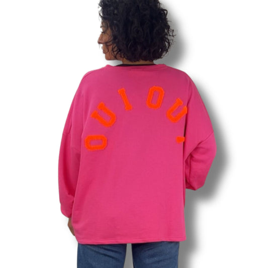 Oui oui-Sweatshirt mit Neon-Akzenten