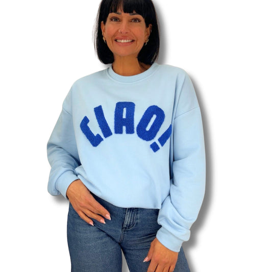 CIAO Sweatshirt Baby Blau – 80% Baumwolle, Größe 38-44 One Size, Damen Mode