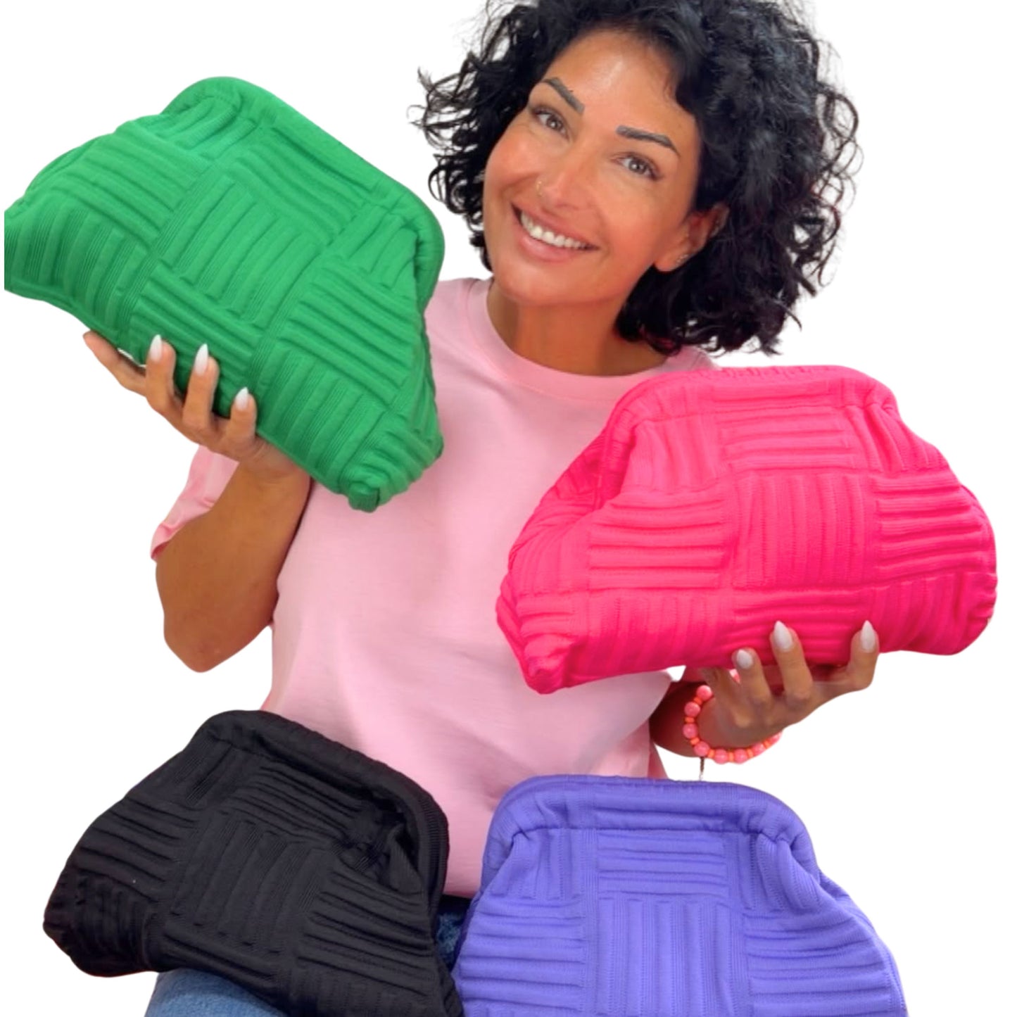 Strick-Clutch „Milano“ – Trendtasche in leuchtenden Farben