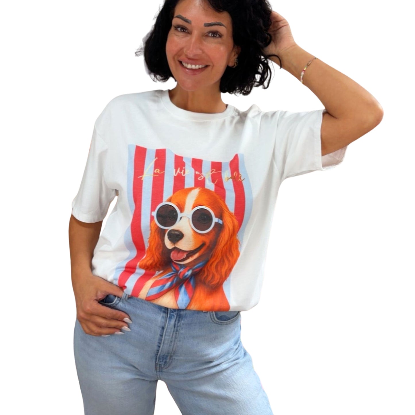 Damen T-Shirt „Fashion Dogs“ – 100 % Baumwolle 🐶✨