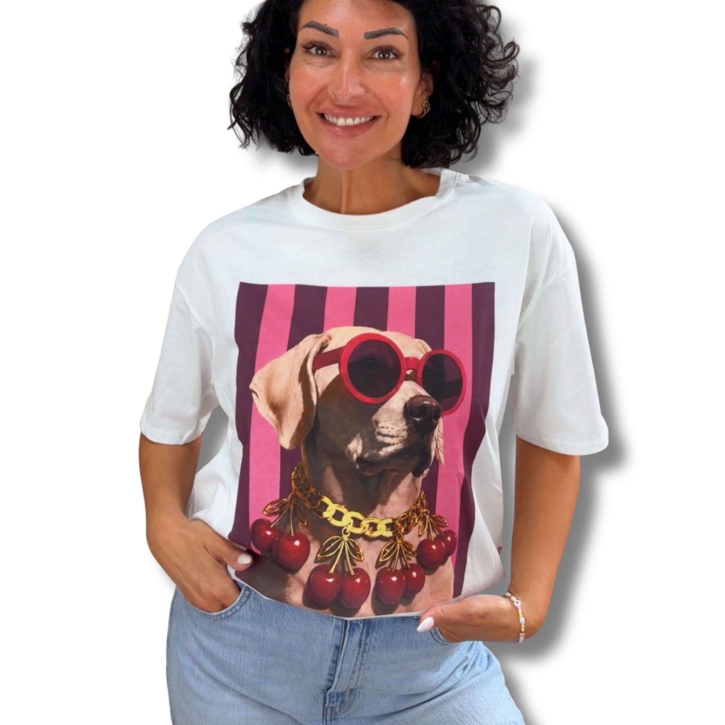 Damen T-Shirt „Fashion Dogs“ – 100 % Baumwolle 🐶✨