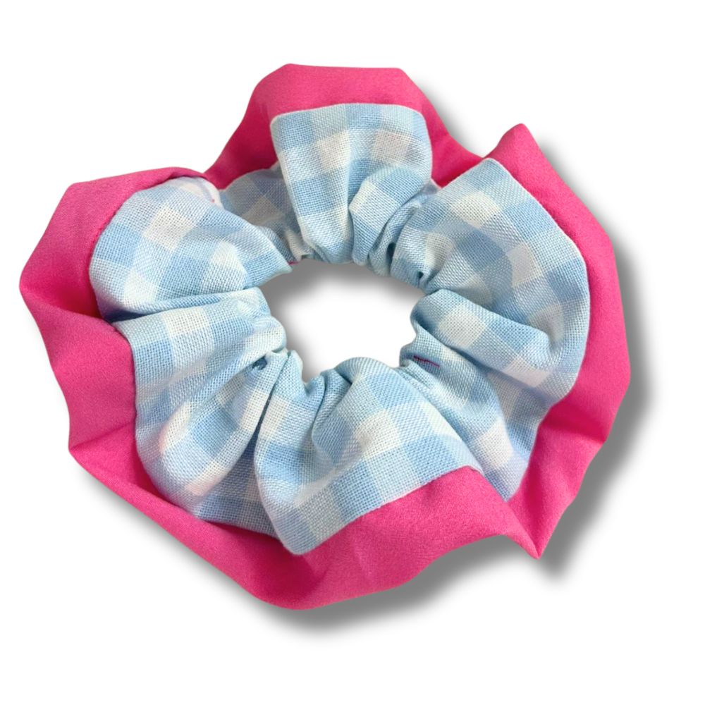 Handmade Scrunchie – Neon Leo mit Mesh-Rand