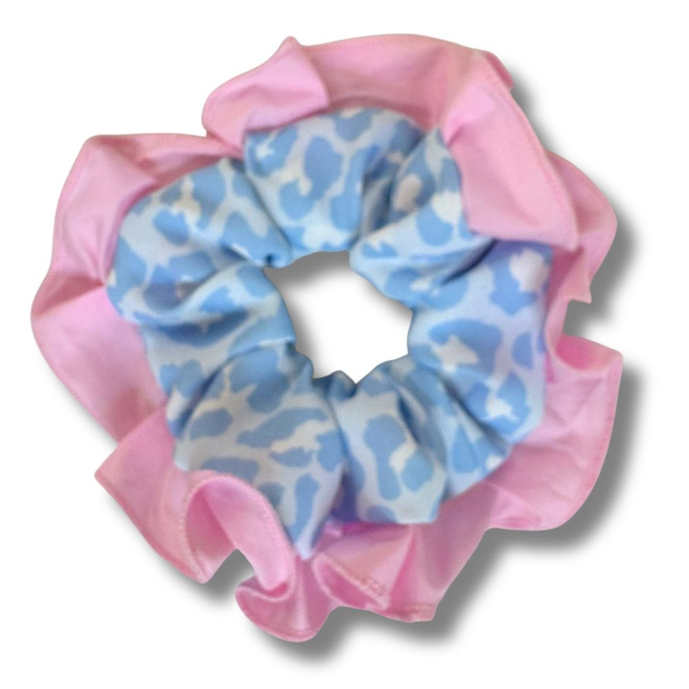 Handmade Scrunchie – Neon Leo mit Mesh-Rand