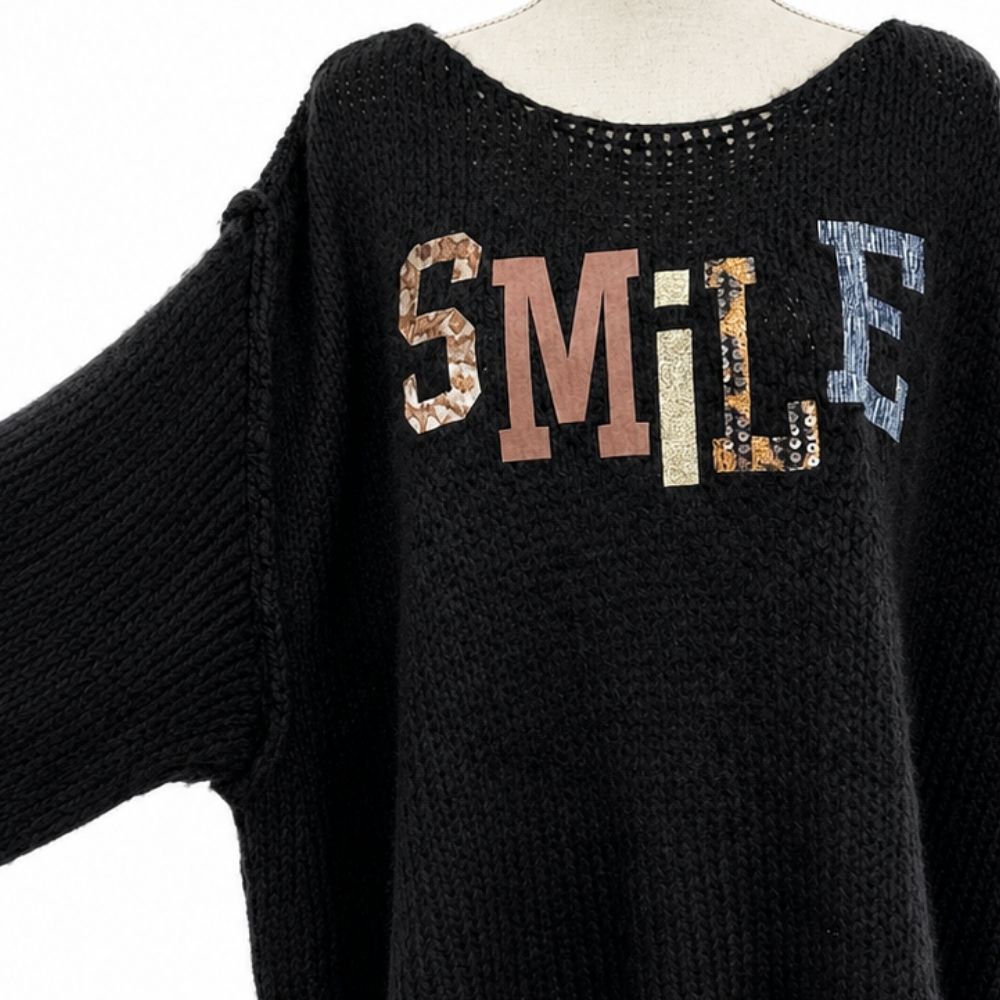 Oversize Strickpullover SMILE in Dunkelbraun