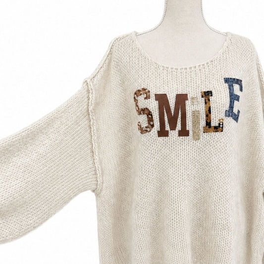 Oversize Strickpullover SMILE in Schwarz