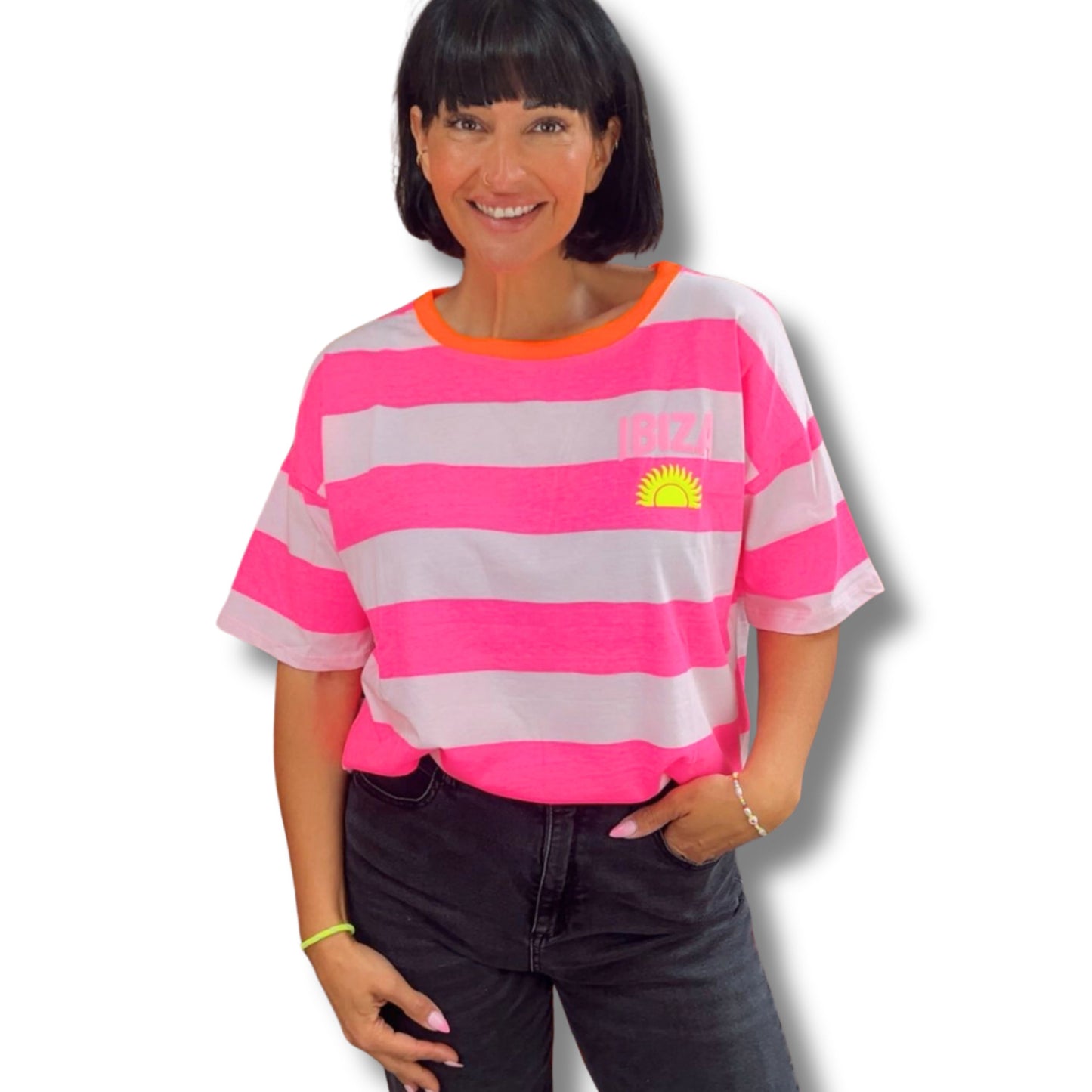 IBIZA Candy Stripe T-Shirt – Oversized Summer Vibes 🌞