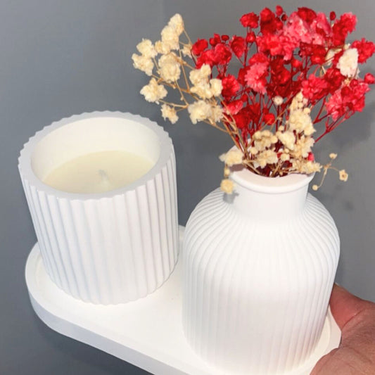Kerze · Vase · Tablett – Handgemacht mit Liebe