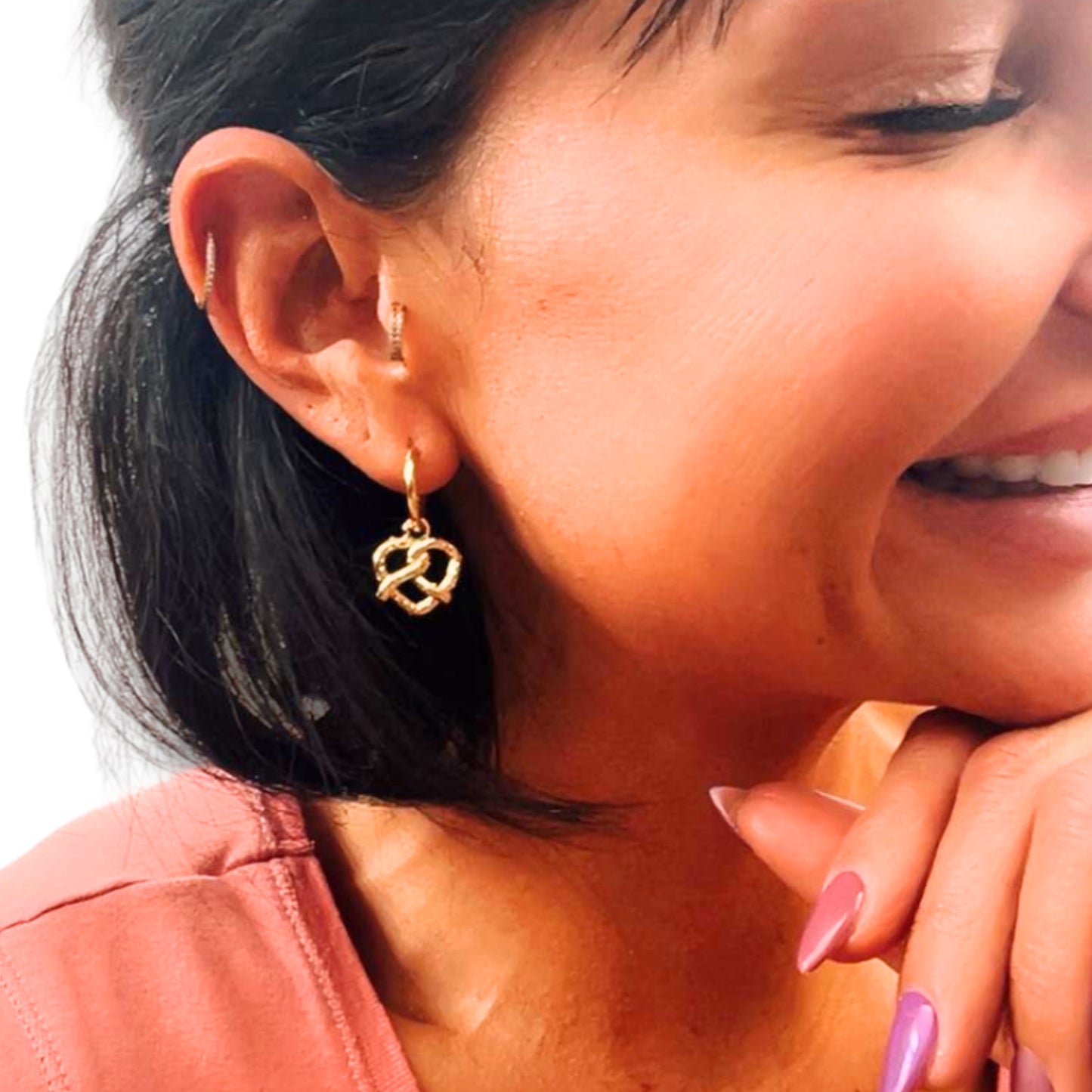 Edelstahl-Ohrringe mit Brezel-Design