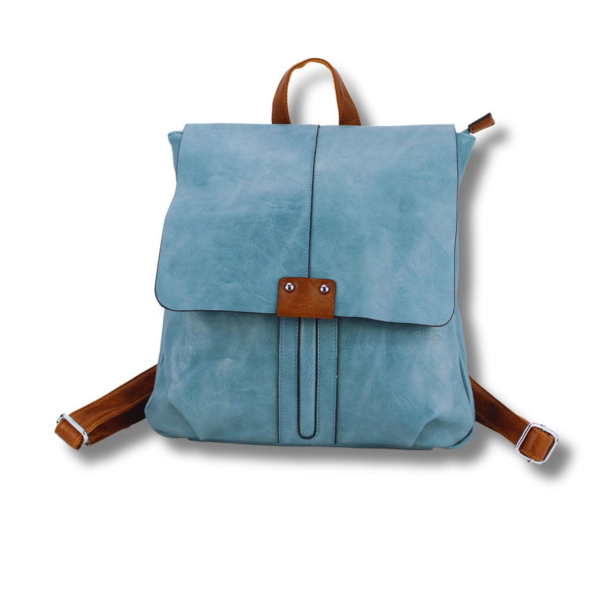 Veganer Rucksack Hellblau – verstellbare Träger, Magnetverschluss & Reißverschluss