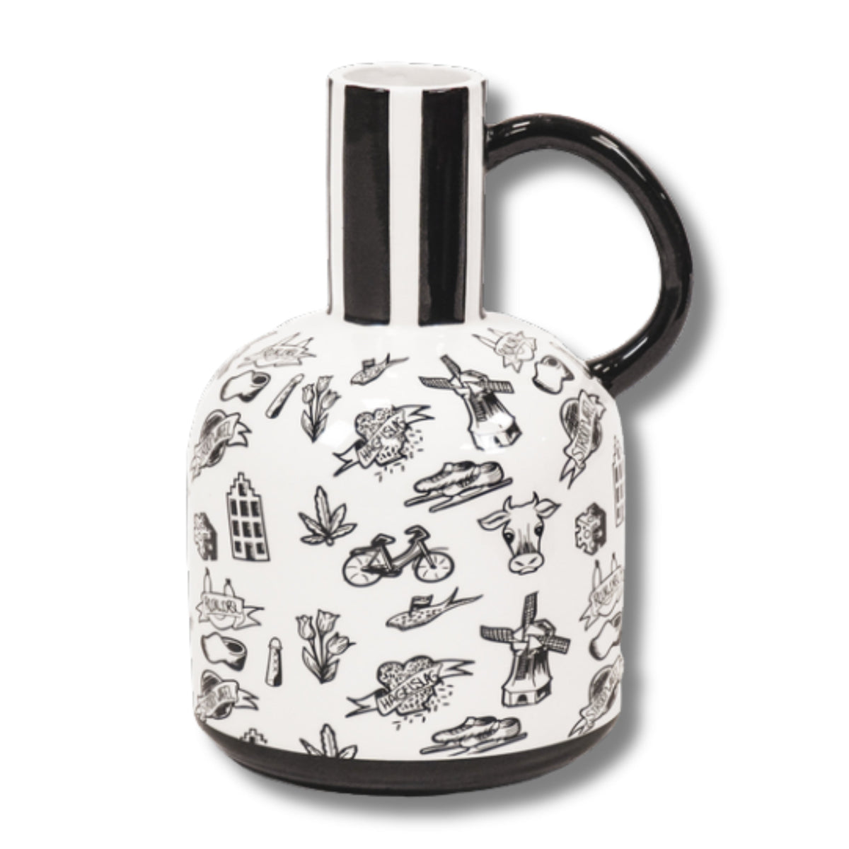 Keramikvase im charmanten Holland-Stil mit floralem Motiv in Blau-Weiss – dekorativer Keramik-Krug als Geschenk fuer Zuhause von Schenkt ein Herz