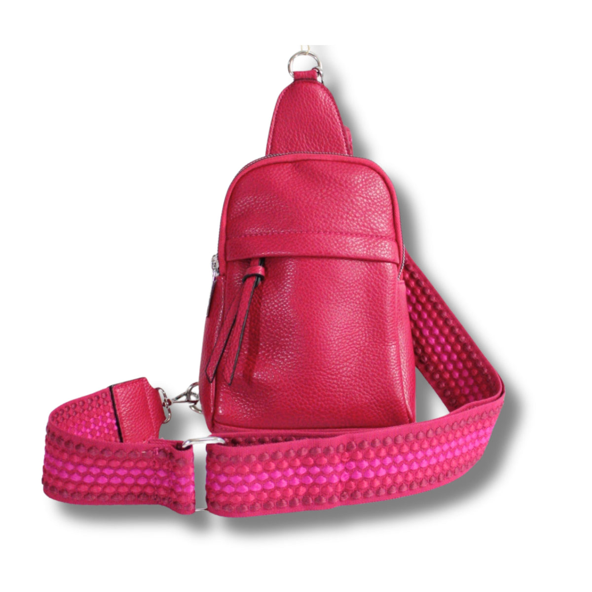 Stylischer Crossbody Bodybag in Pink, Dunkelgruen, Blau, Lila und Taupe – handliche Guerteltasche fuer den Alltag von Schenkt ein Herz