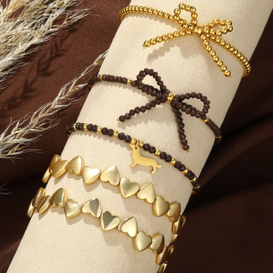 Feines Damenarmband vergoldet 14K – Edelstahl & Glas – liebevolles Geschenk